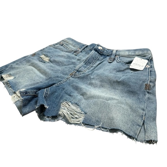 Free People Women’s 29 Distressed Raw Hem Button Fly Denim Jean Shorts - Picture 2 of 8